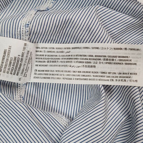 Abercrombie & Fitch Top Womens Small White Blue Pin Stripe Off Shoulder Ruffle - Picture 7 of 7